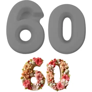 MytaYt 2 Stück VERDICKT 60 Silikon Zahlen Geburtstagstorte 10 Zoll Kuchenform Anzahl Silikon Backform 25cm für Hochzeit, Jubiläum, Party