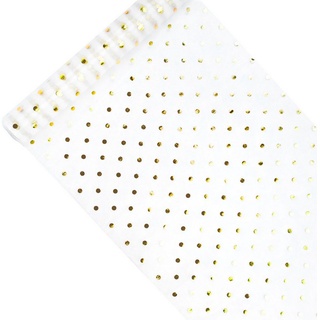 Tischläufer Deko Band Tischband Organza Punkte weiß gold silber 0,36x9m weiß