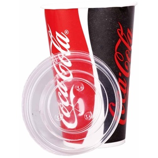 Kreuzschlitzdeckel "Coca Cola", PS, transparent, für 300 ml Becher, 100 Stück
