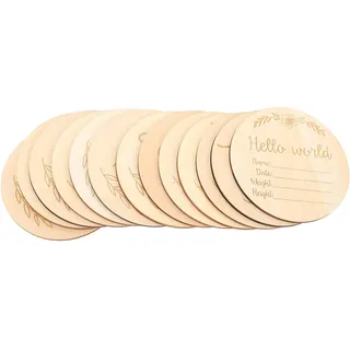 Milisten 13 Stück Holz Meilensteinkarten für Neugeborene Foto Requisiten zur Monatsfeier Langlebig und Sicher für Erinnerungsfotos zur Babyparty