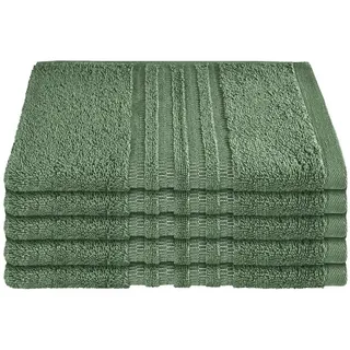 SCHIESSER Milano Handtuchset 30 x 50 cm dunkelgrün 5-tlg.