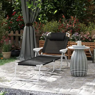 Outsunny Sonnenliege klappbar Gartenliege mit Kopfkissen, Campingliege