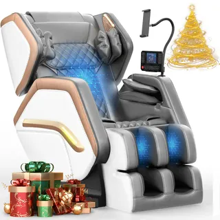 NAGLIFOR Massagesessel, Ganzkörper-Massagestuhl mit 14 Rollen, 8 Airbags Massage, Heizfunktion, Fußmassage, Bluetooth-Lautsprecher, Touch-Fernbedienung