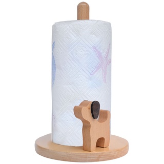 FGYZYP Papierhandtuchhalter aus Holz, für die Arbeitsplatte, stehender Küchenrollenhalter, niedlicher Papiertaschentuchhalter, stanzfreier Organizer, Aufbewahrungsregal, Hirsch/Hund, Dekor für