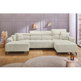 Wohnlandschaft JOCKENHÖFER GRUPPE "Ultima U-Form, B: 363 cm, 60 cm elektrische Sitztiefenverstellung", beige (beige 432, 07), B:363cm T:118cm, Korpus: 100% Polyester;Kissen: 100% Polyester, Sofas, Wohnlandschaft, USB-Ports, Kopfstützen verstellbar, Zierkissen, bis 140 kg/Sitz