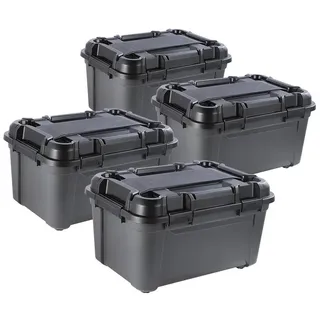 Kreher Aufbewahrungsbox 'Bunker' aus Kunststoff, wasserdicht & stapelbar, Set wählbar schwarz