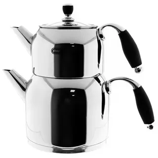 Mulex Caydanlik-Teekanne Set aus Edelstahl 18/10 – Praktisch, elegant und langlebig 1L+2L, (1-St)