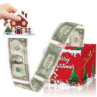 Geldgeschenke Weihnachten, DIY Überraschungsbox, Weihnachten Spardose für Bargeld Geschenk Ziehen, Geschenkbox Geburtstag Überraschungsbox für Erwachsene und Kinder - Haus