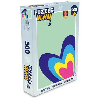 MuchoWow Puzzle Herzen - Bunt - Valentinstag, 500 Puzzleteile, Foto-Puzzle, Bilderrätsel, Puzzlespiele, Spielzeug bunt 34 cm x 48 cm x 2 cm | Hochformat
