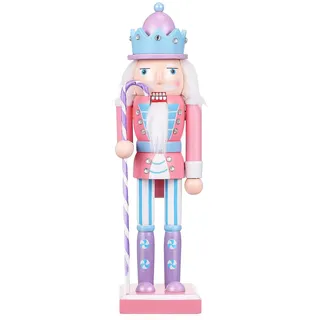 JECOMPRIS Weihnachts-Soldat-Nussknacker-Dekoration Holz 25 4 cm Nussknacker-Figur Weihnachtsdekoration Für Regale Schreibtische (Rosa)