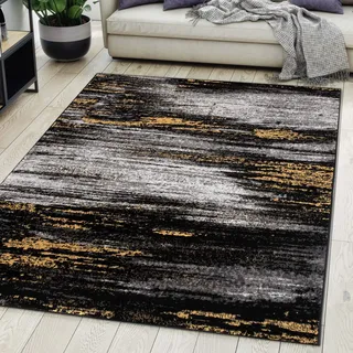 Carpeto Teppich Wohnzimmer 130x190cm Anthrazit Grau Abstrakt Weich Kurzflor | Teppich für Schlafzimmer Esszimmer Büro Pflegeleicht Fußbodenheizungsgeeignet Reinigungsmittelbeständig Synthetisch Modern
