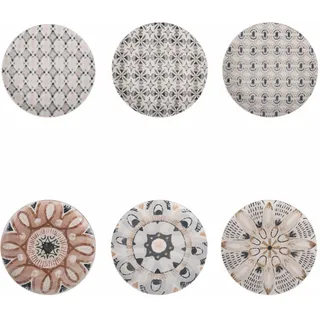 Set aus 6 Obsttellern aus Porzellan, Bohemian-Stil, Boho-Chic