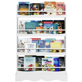 Homfa Bücherregal, Kinder-Bücherregal Kinderregal mit 4 Ablagen Wandregal weiß
