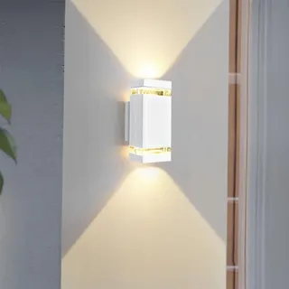 Mengjay LED Wandlampe Wandleuchte Aussen,Wasserdicht IP54 Modern Wandlampe,GU10 Aluminium Up Down Außenwandleuchte,Außenbeleuchtung Außenleuchte Wand für Garten Terrasse (Weiß)