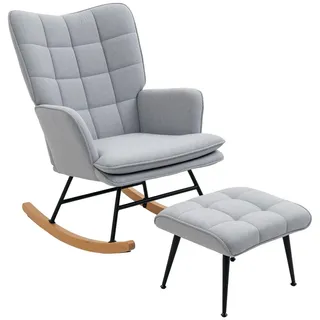 Homcom Schaukelstuhl mit Hocker Polyester 89 x 90 x 64 cm Hellgrau