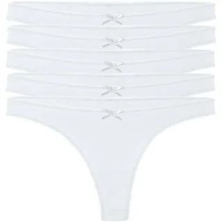 Yenita Women - Damen Stringtangas (5er Set) - Tangas aus feinster Baumwolle - Weiss, Gr. M - M