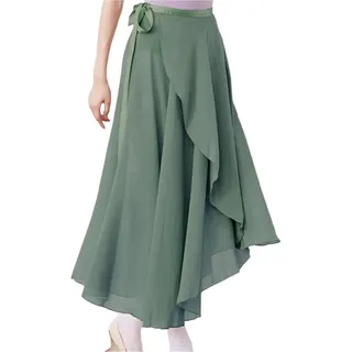 QAZWZG Ballett-Wickelrock FüR MäDchen Damen Ballettrock Tüllrock Gymnastikanzug Übungskleider Lehrer Wraps Tanz Ballerina Chiffon Yoga Röcke Zum Tanzen(Green)