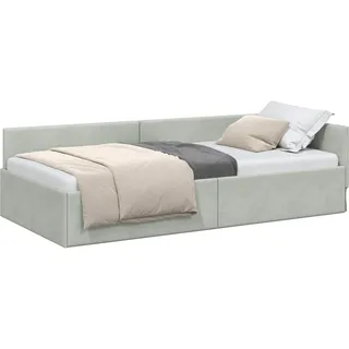 vidaXL Eckbettgestell mit Kopfteil Hellgrau 80 cm x 200 cm Samt