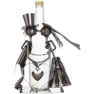 GILDE Dekoobjekt Flaschenhalter 65070 Hochzeitstanz Brautpaar Metall Silber 25 cm