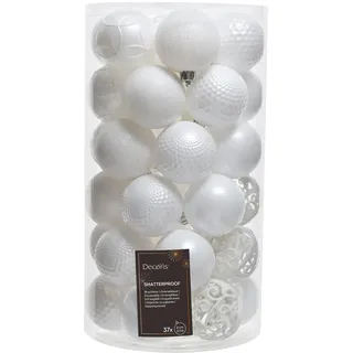 Decoris Weihnachtskugeln, Weiß, 37 Stück