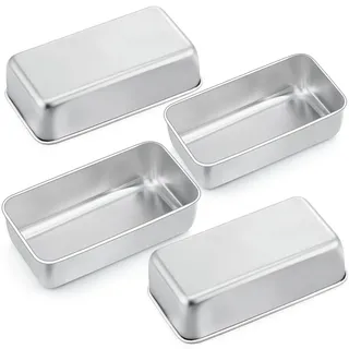 Joyfair Kastenform 4er Set, Edelstahl Brotbackform Toastbrot Backform, Brotform Königskuchenform für Brot/Kuchen/Toast, 23cm x12cmx6cm, Gesund & Ungiftig, Einfach zu Entformen & Spülmaschinenfest