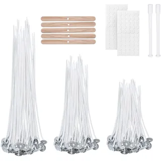 VABNEER Kerzendocht 150 Stück Cotton Candle Wick (3 Größe) für Kerzenherstellung Candle DIY (4/6/8in)
