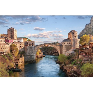 Poster-Bild 90 x 60 cm: Historische Brücke von Mostar in Bosnien und Herzegowina (152863901)
