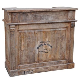 Casa Padrino Barschrank Landhausstil Bartisch mit 2 Schubladen Naturfarben 120 x 50 x H. 109 cm - Barschrank - Theke - Landhaus Stil Möbel