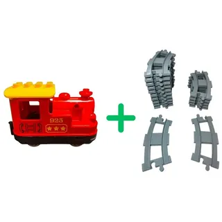 LEGO® Spielbausteine LEGO® DUPLO® Eisenbahn Lokomotive + 16 Schienen - 10874 NEU! Menge 17x, (Creativ-Set, 17 St), Made in Europe rot