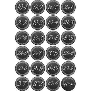 Aufkleber - Weihnachten Zahlen 1-24 - Rechenaufgaben - 30mm schwarz - Label - Sticker - Weihnachtskalender Weihnachten Advent zum Aufkleben Geschenke Karten
