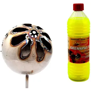 Gebrüder Lomprich Gartenfackel Feuerkugel – Blume XL + 1Liter Brennpaste