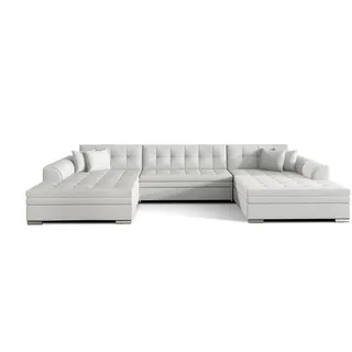 Lukas Möbel Wohnlandschaft Wohnlandschaft Vera mit Schlaffunktion XXL-Sofa in U-Form, mit Bettfunktion weiß