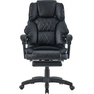 Trisens Bürostuhl mit Fußstütze und flexiblen 3-Punkt-Armlehnen - Schreibtischstuhl im Lederoptik-Design - ergonomischer Bürostuhl mit einer verstellbaren Rückenlehne für gesündere Sitzhaltung