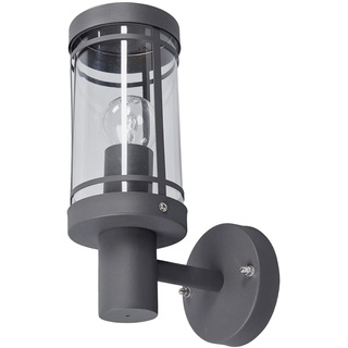 Lindby Edelstahl Wandlampe aussen, Aussenwandleuchte dunkelgrau, spritzwassergeschützt IP44, 1x E27 max. 60W, ohne Leuchtmittel, Aussenleuchte