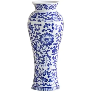 Keramik-Blumenvasen, blau-weiße Porzellanvase, chinesische Porzellanvase für Heimdekoration, Vintage-Blumenvase für Innendekoration (25 cm)