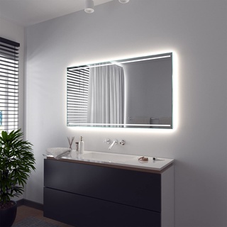 SARAR Badezimmerspiegel mit integriertem LED-Beleuchtung Bad 100x80 cm Made in Germany Casoria Wandspiegel Badspiegel led auf Maß