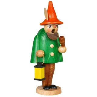 Jan Stephani Erzgebirgische Volkskunst Räuchermännchen Miniaturräuchermann Wichtel grün HxBxT 12x4x4cm NEU, freistehend, handbemalt, rauchend, mit Laterne, mit spitzem Hut grün