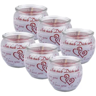 HS Candle Duftkerze (6-tlg), Kerze im Glas, Spruch-Kerze 6er Pack mit ca. 22 Std. Brenndauer grau