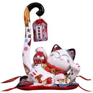 Ctzrzyt 8,6 Keramik Maneki GlüCkliche Katze Geld Spardose MüNze Spardose Japanische Katze mit Langem Schwanz Feng Haus Dekor, A