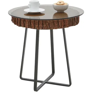 Valnatura Beistelltisch, Anthrazit, Eiche, Bronze, Holz, Metall, Glas, Kerneiche, vollmassiv, rund, eckig, 52x52x52 cm, Goldenes M, Wohnzimmer, Wohnzimmertische, Beistelltische, Beistelltische Metall