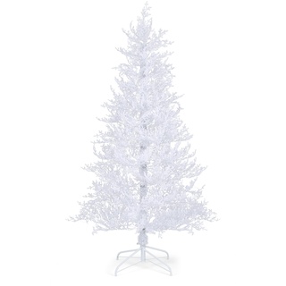 DREAMADE 180cm Künstlicher Weihnachtsbaum mit Schnee, Weiß Christbaum mit 300 Bunt/Warmweiß LED-Lichter & 383 Spitzen, Kunstbaum mit 11 Beleuchtungsmodi für Zuhause & Büro