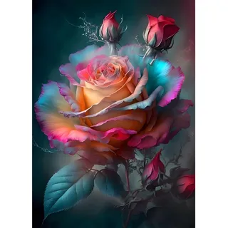 EOBROMD Diamond Painting Erwachsene Blumen, 5D Diamant Painting Bilder Erwachsene, DIY Diamond Painting Bilder Diamant Malerei Rosen Set für Wanddekoration 30x40cm