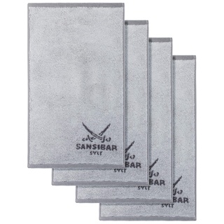 Sansibar Gästetuch Doubleface Handtuch Seiftuch Zweifarbig 100% Baumwolle 50x30 cm Silber/Anthrazit 4er Set