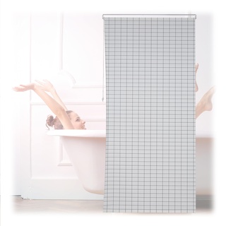 Relaxdays Duschrollo, semitransparenter PVC Badvorhang, Badewanne u. Dusche, 120 x 240 cm, wasserabweisend, weiß/schwarz