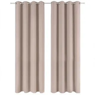 Blumtal Verdunklungsvorhänge 2er Set - Thermovorhang Hitzeschutz - Vorhang mit Ösen - Gardinenschals mit Schlaufen - Curtain - Gardinen 175x140cm - Gardienenschalset 2er - Vorhang Taupe