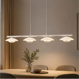 BlingBin LED Pendelleuchte Esstisch Hängelampe 3 Flammig mit Glas, elegante Sandweiß 17W, Eckig-4Flammig, LED fest integriert, Höhenverstellbar Pendelleuchte- für Wohnzimmer, Esszimmer, Hotel grün
