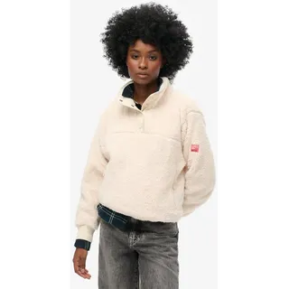 Superdry Fleecepullover SUPER SOFT HENLEY mit Markenlabel, aus Polyester und Fleece, pflegeleicht weiß XL