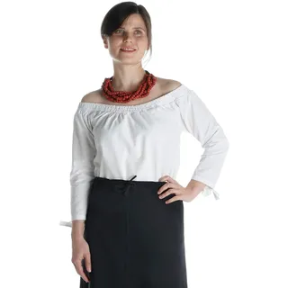 HEMAD Mittelalter Bluse Swanwhit XXL/XXXL Weiss Damenbluse Reine Baumwolle - XXL-3XL