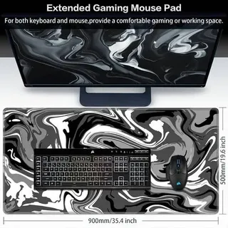 Gaming Mauspad XXL 900x500 3mm Fluid Art groß Vernähte Kanten