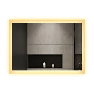 WDWRITTI Badspiegel Wandspiegel Led Memory-Funktion Helligkeit/Lichtfarben dimmbar 50 x 70 (Badezimmerspiegel mit Beleuchtung,Spiegel led,Lichtspiegel, 1-St., 70x50/50x70cm), 6500K/4000K/3000K,energiesparender,IP44